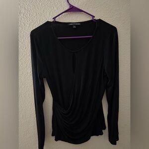 Cable & Gauge Black Draped Long Sleeve Tee